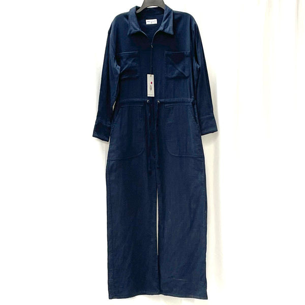 Wmns NWT Rivet Utility Navy Blue Cotton Twill Long Sleeve Jumpsuit Sz XL