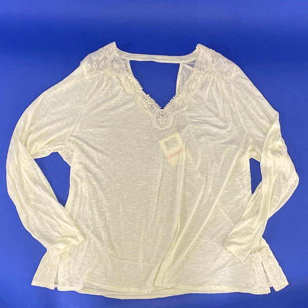 Wmns NWT Eyeshadow Ivory Lace Pullover Blouse Sz 2X