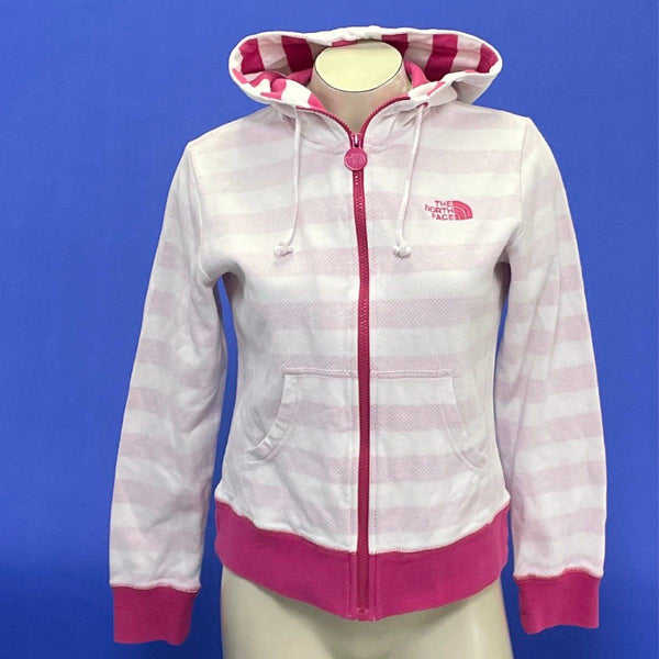 Wmns The North Face Pink and White Mesh Full Zip Hoodie Sz S