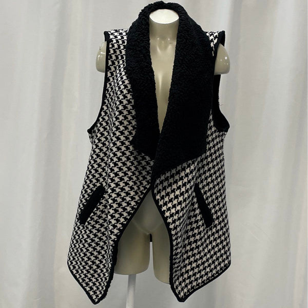 Wmns NWT Coco+Carmen Black and White Houndstooth Oversized Vest Sz L/XL
