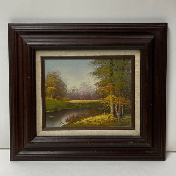 Vintage Oil on Canvas Nature Scene in a US-Made 15 x 17 Frame