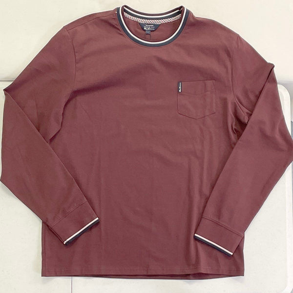 Men's NWT Ben Sherman Burgundy Long Sleeve Pocket T-Shirt Sz L