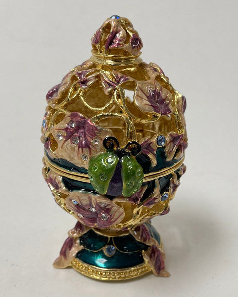 Toscano Royal Garden Ladybug 4" Faberge Egg w Hinged Lid