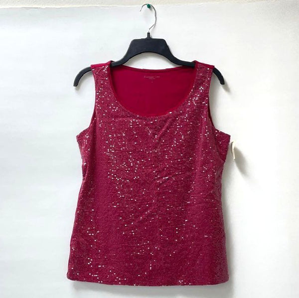 NWT Women's Coldwater Creek Pink Sequin Sea of Shimmer Tank Top Size 8