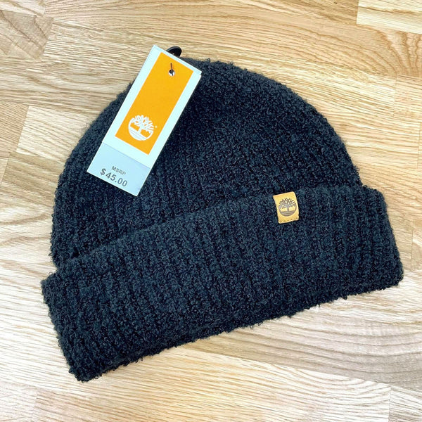 NWT Unisex TIMBERLAND Black Knit Winter Beanie Hat MSRP$45