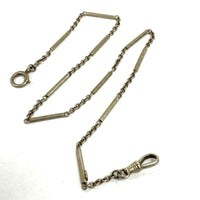 Vintage 14" 14K White Gold Watch Fob Chain, 9.65g