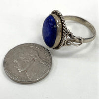 Sterling Silver 14x10mm Blue Lapis Lazuli Ring, Size 7 3/4, 4.21g