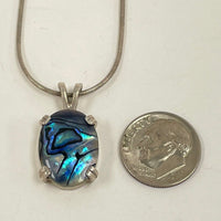 925 Sterling Silver Abalone Pendant And Earring Set With 16 Inch Snake Chain