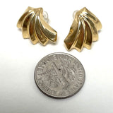 14K Yellow Gold Hollow Style Stud Earrings with Shell Design, 0.68g