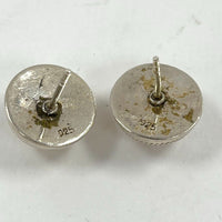 925 Sterling Silver Dome Button Etched Stud Earrings 3.45 Grams