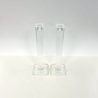 Oleg Cassini 10" Alanna Crystal Candlesticks Engraved with Signature Set of 2