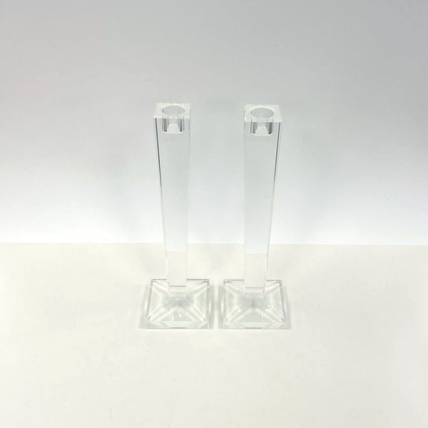 Oleg Cassini 10" Alanna Crystal Candlesticks Engraved with Signature Set of 2