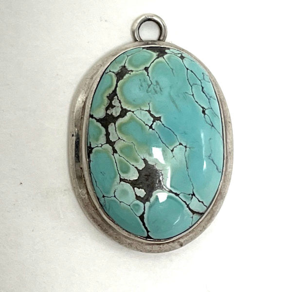 Sterling Silver Oval Cut Turquoise Pendant, 12.67g