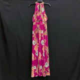 NWT Wmns INTERNATIONAL CONCEPTS Fuchsia Floral Long Sleeveless Maxi Dress Sz MP