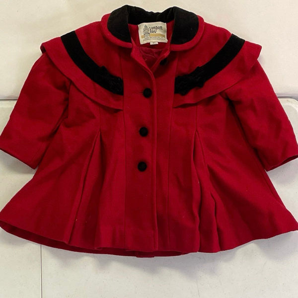 Girl's VTG London Fog Red Overcoat Sz 3T