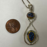 925 Sterling Silver Drusy Freeform Pendant With 23 1/2" Box Chain 12 Grams