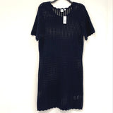 NWT Gap Blue Cotton Crochet Style Short Sleeve Dress Women’s Sz L