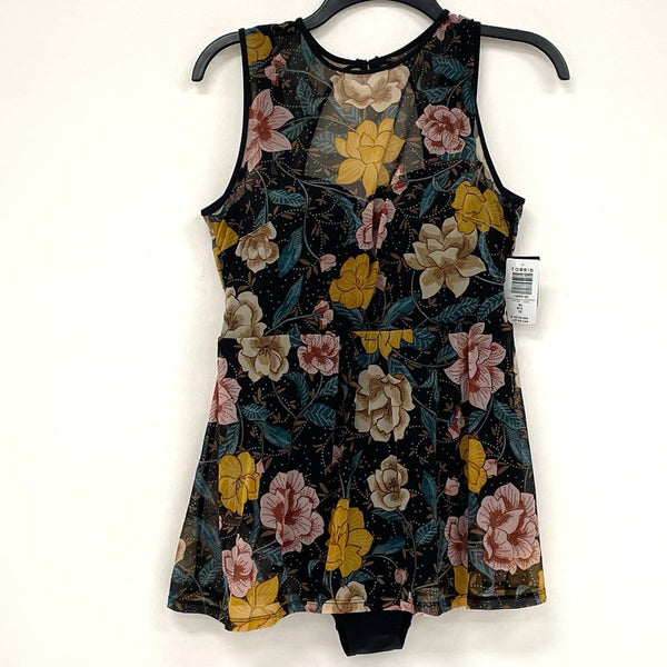 NWT Torrid Black Shadow Bloom Mesh Peplum One Piece Swimsuit Women’s Plus Sz 00