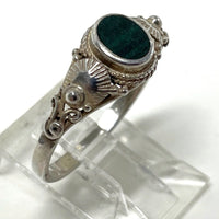 925 Sterling Silver Exotic Malachite Design Ring 2.00 Grams SZ 7 1/4