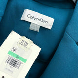 NWT Wmns CALVIN KLEIN Teal Blue Single Button Lapel Blazer Jacket Sz 8P MSRP$129