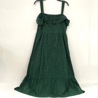 NWT Loft Ruffle Neckline Green Cotton Eyelet Lace Midi Dress Women’s Sz 10
