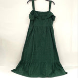 NWT Loft Ruffle Neckline Green Cotton Eyelet Lace Midi Dress Women’s Sz 10