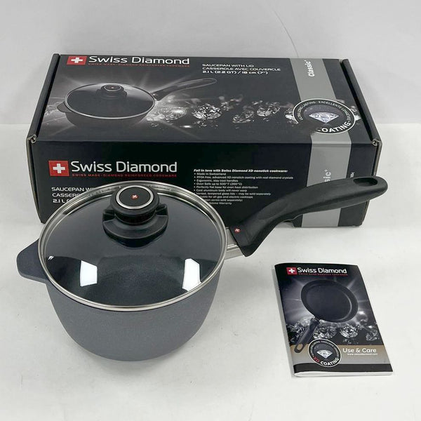 Swiss Diamond 2.2 Qt Saucepan with Lid Model XD6718c - Open Box