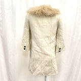 Olive Des Olive Women's Sz 1 Wool Blend Ivory Trench Coat w/Fox Fur Collar