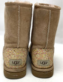 IOB UGG Classic Short Brown Suede Boots w Glitter Heels Women’s Sz 6