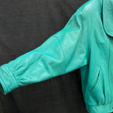 Wmns 90s Vintage JACQUELINE FERRAR Green Genuine Leather Moto Jacket Sz M