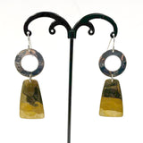 RLM Studios Sterling Silver & Brass 2.5" Long Hammered Dangle Earrings 10.00g