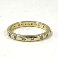 Gold Over 925 Sterling Sz 8 Vermeil CZ Stardust 2.7mm Stacker Ring, 2.46g
