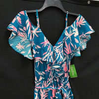 NWT Wmns LILLY PULITZER Blue & Pink Patterned Ruffle Emilea Jumpsuit Sz S