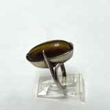 Sterling Silver Elongated Oval Tiger's Eye Ring Size 4.75, 4.85g