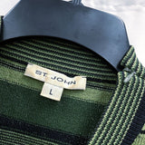 Wmns 90s Vintage ST. JOHN Green & Black Striped Knit Mock Neck Tank Top Sz L