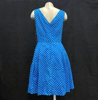 NWT Wmns NINE WEST Blue Polka Dot Pin-Up Sleeveless A-Line Dress Sz 8 MSRP$99