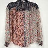 NWT Free People Patchwork Pattern Button Front Shirt Women’s Sz XS