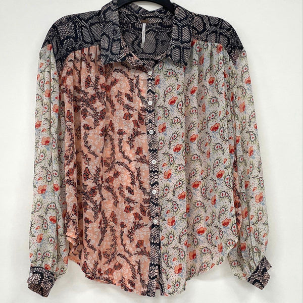 NWT Free People Patchwork Pattern Button Front Shirt Women’s Sz XS