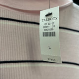 NWT Wmns TALBOTS Light Pink Striped Ribbed Turtleneck Top Sz L MSRP$79.50