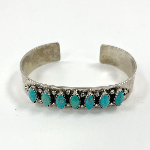 Sterling Silver E. Kee Signed Turquoise Southwestern Cuff Bracelet, 31.74g