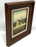 Framed Moody Building Landscape Painting Artist Signed