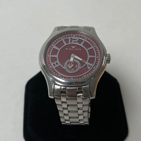 Stainless Watch TAVAN T966-017 Limit Edition Quartz 5ATM WR Maroon Dial Untested