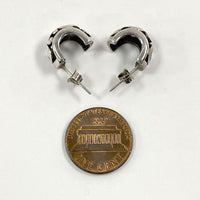 13.5mm Sterling Silver Openwork Scroll Design Hoop Post Earrings 3.45 grams