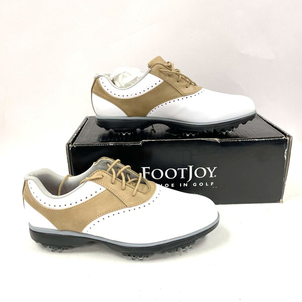 Footjoy Women's Sz 8.5 White Tan eMerge Golf Shoes w/Box