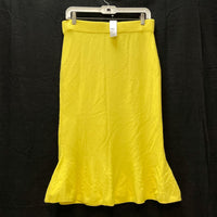 NWT Wmns 7th Avenue New York & Company Yellow Knit Flare Bottom Midi Skirt Sz M