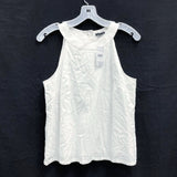 NWT Wmns ANN TAYLOR Linen Blend White Button Up Back Tank Top Sz XS MSRP$64.5
