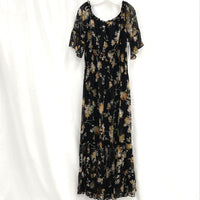 NWT Premier Amour Black Rust Off White Floral Long Ruffle Dress Women’s Sz 12