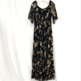 NWT Premier Amour Black Rust Off White Floral Long Ruffle Dress Women’s Sz 12