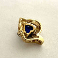 14K Yellow Gold Blue Sapphire & White Sapphire Accent Heart Pendant, 1.24g