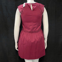 NWT Wmns Ann Taylor LOFT 100% Cotton Burgundy Short Summer Boho Dress Sz M